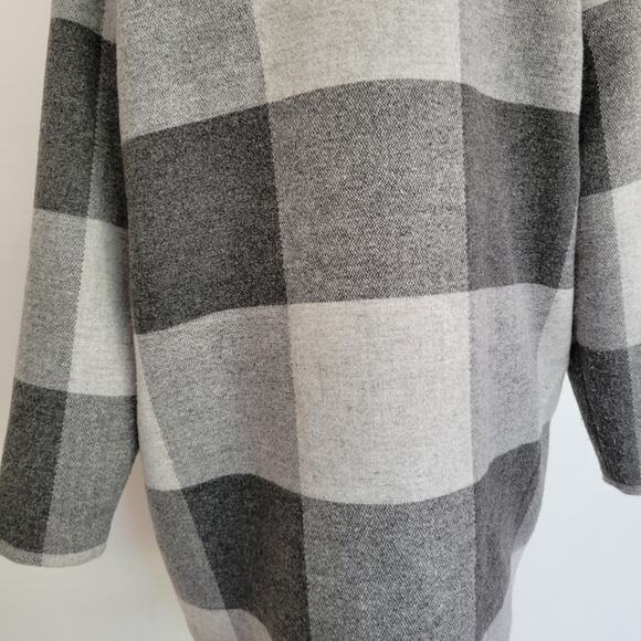 Marine Layer Stephanie Cocoon Coat Gray Buffalo Check Recycled Women XL - Picture 10 of 15